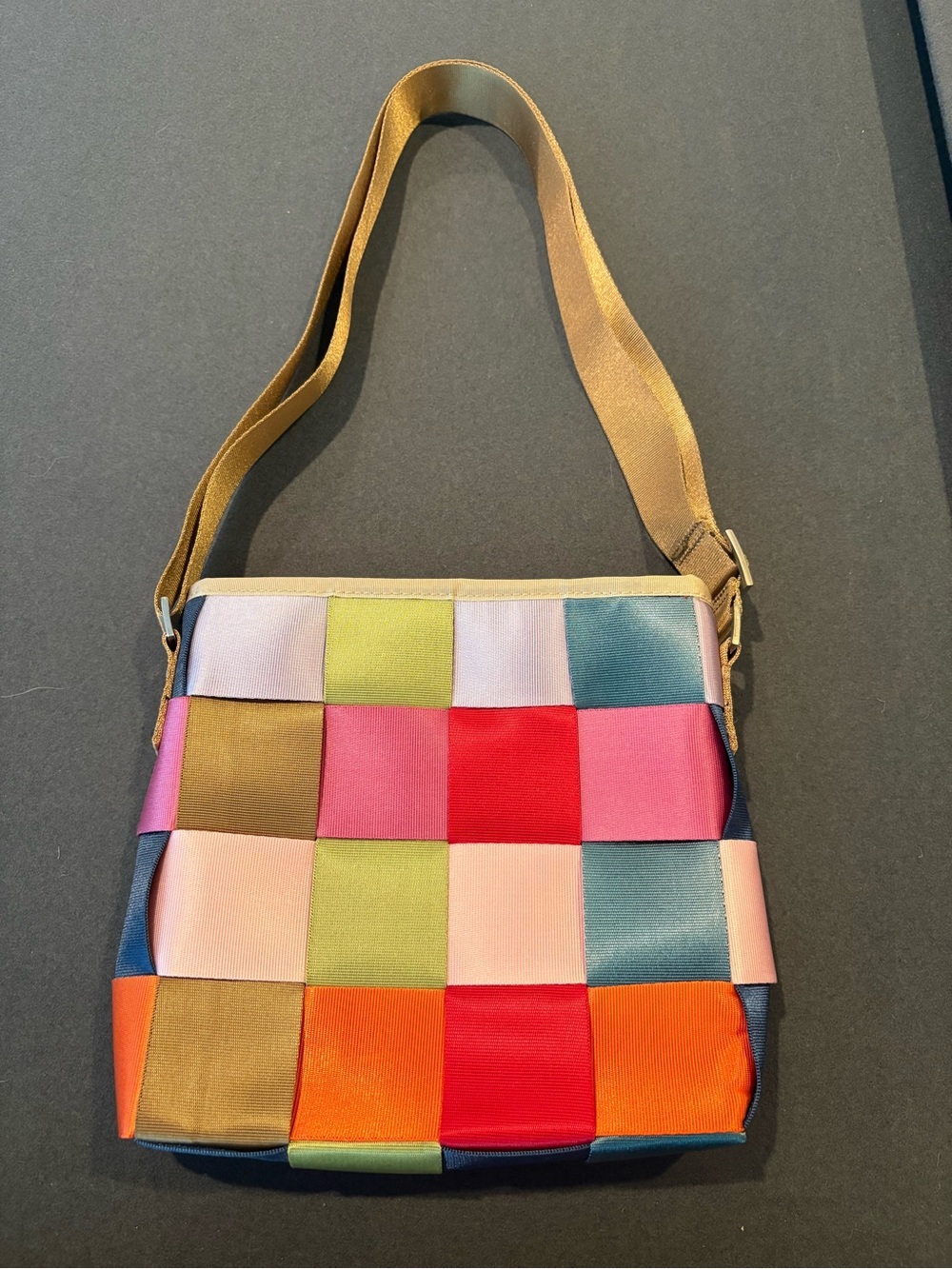 Multicolor Woven Seatbelt Shoulder Bag Purse